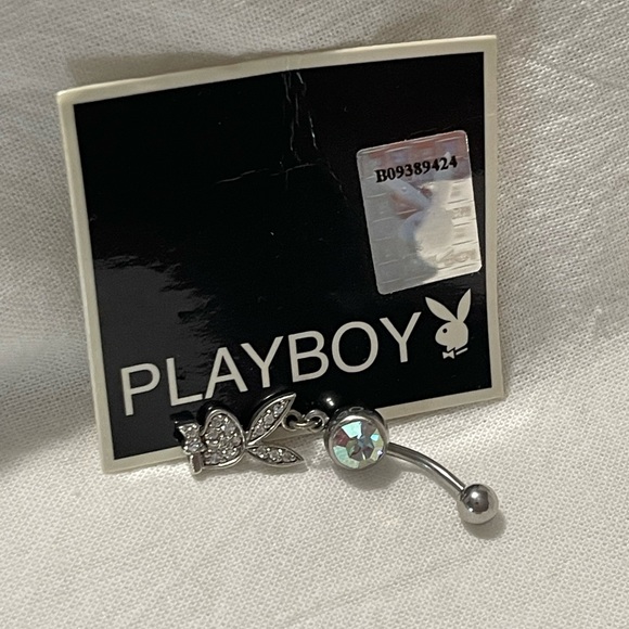 PLAYBOY Navel Ring Clear Rhinestones Silver, 14G, 316L - Item# B09389424 - Picture 3 of 17